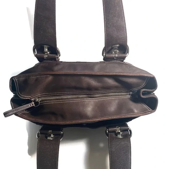 Coach Brown Large Leather Satchel Shoulder Bag - Picture 4 of 9